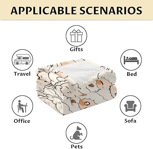 Miniatura 6 de Manta de oveja  Suave, mullida y cálida  Manta de tamaño regazo de 30 x 40 pulgadas para sofá, oficina, bonito regalo blanco para niños y niñas
