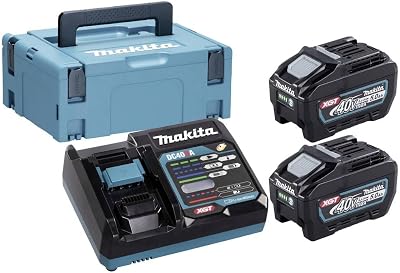 Makita 40 V Li-ION Max – Set di 2 batterie 5.0 ah-caricabatterie-Mbox-191 V35-5