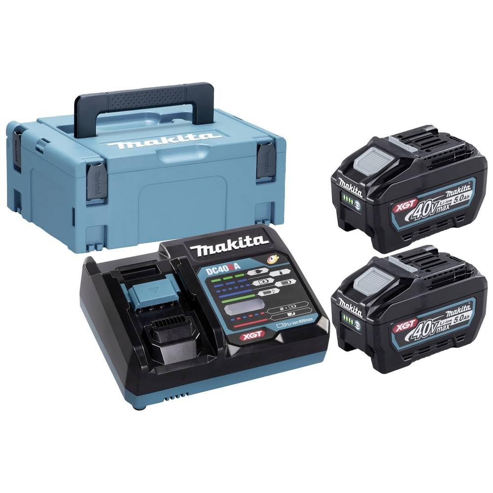 Makita 40V Li-Ion MAX - Juego de 2 baterías (5.0 ah-cargador-Mbox-191V35-5)