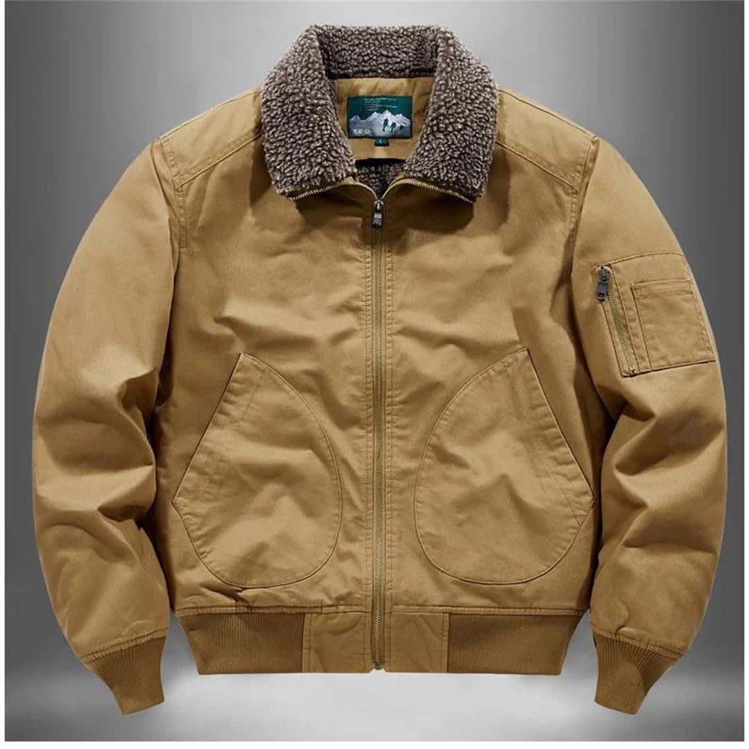 Inverno degli uomini vestiti imbottiti in pile termico lavoro plus size campeggio all'aperto risvolto cappotto giacca in lana d'agnello