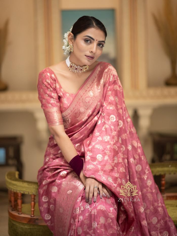 Image of C J Enterprise Women's Pure Kanjivaram Soft Silk Saree Banarasi Style Sarees For Wedding With Blouse Piece (Pari-165)