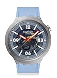 Swatch Reloj casual unisex de acero inoxidable azul de cuarzo, gran momento atrevido, Azul