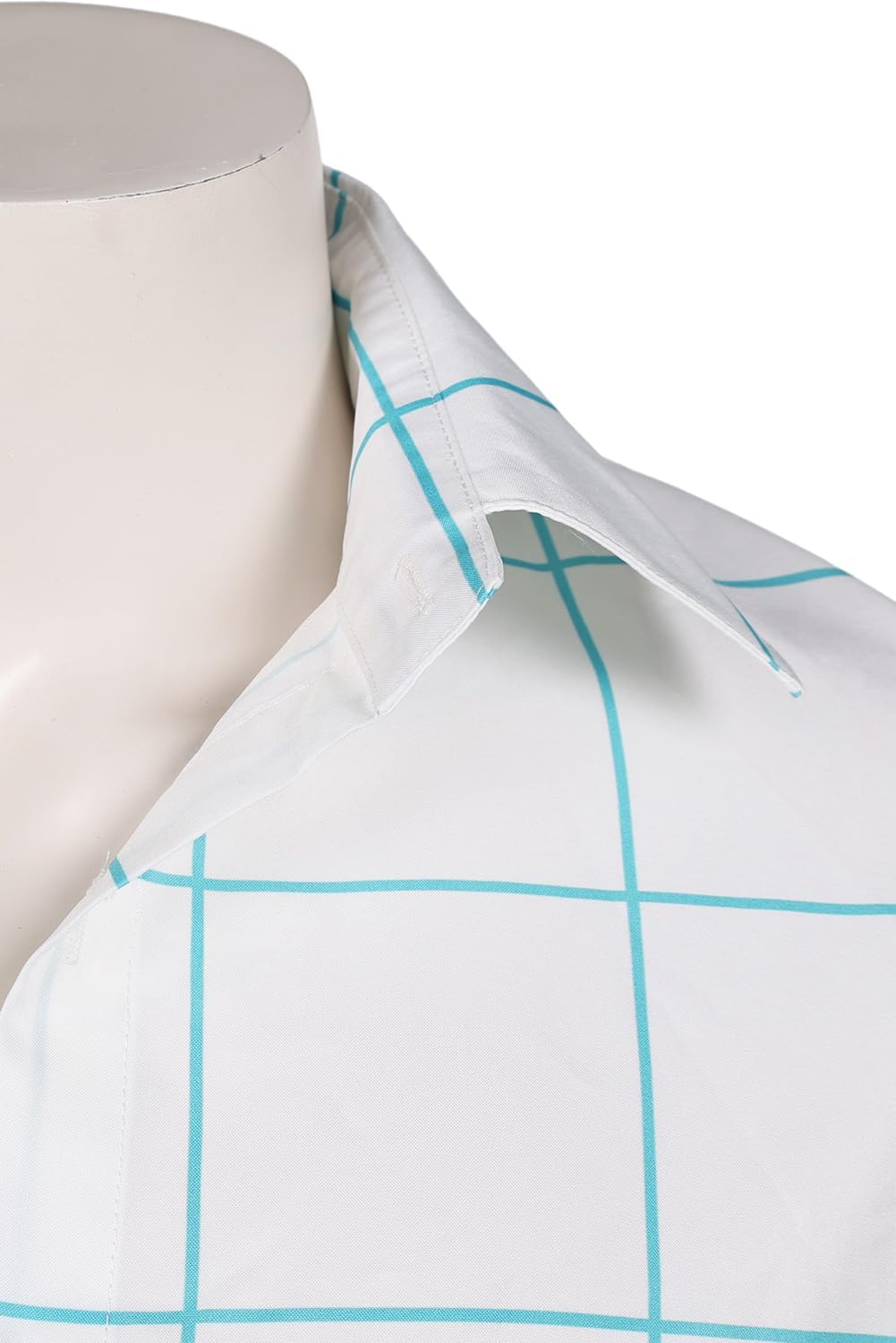 Adut White Shirt Blue Plaid Short Sleeve Shirt Halloween Cosplay Costume Outfit for Men Adult
