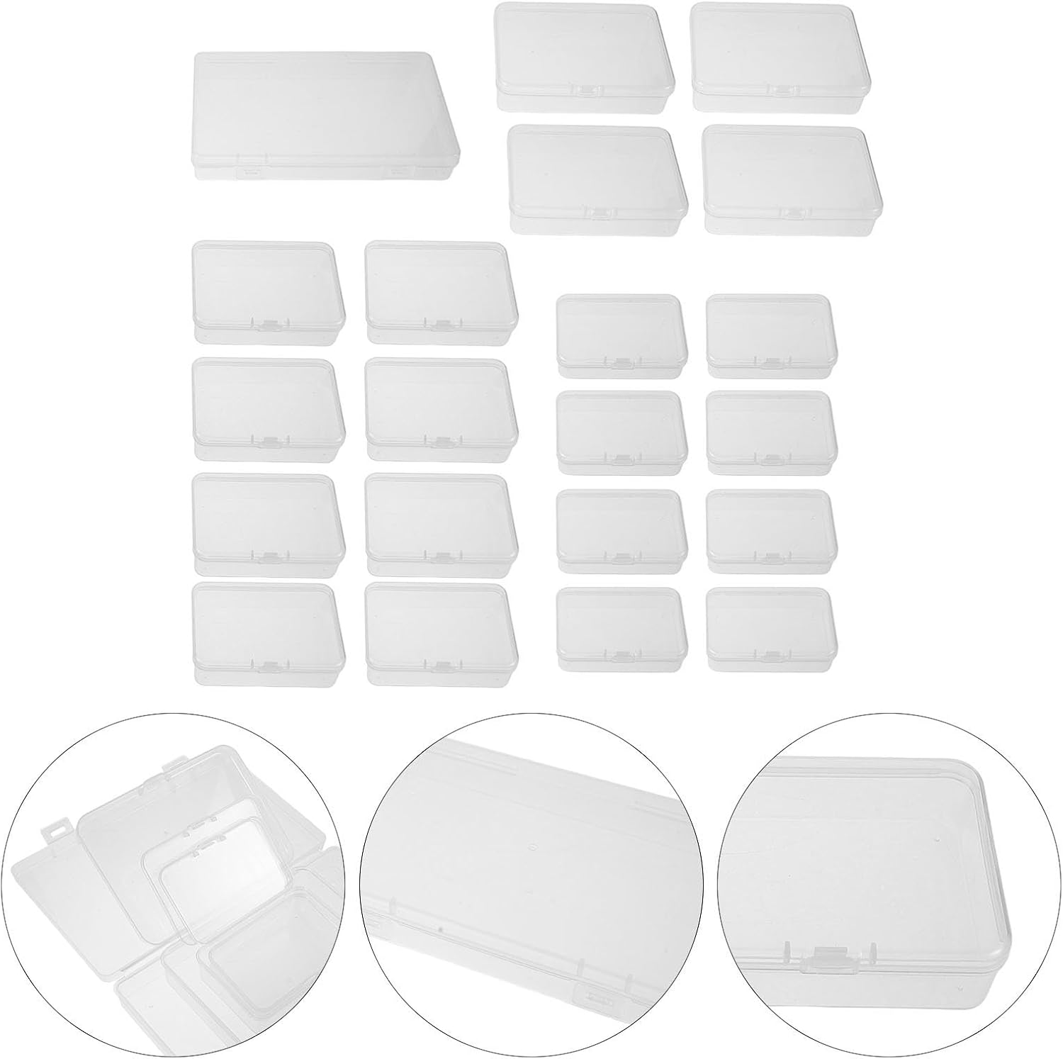 21 Piece Rectangular Plastic Hinged Lid Storage Boxes Set