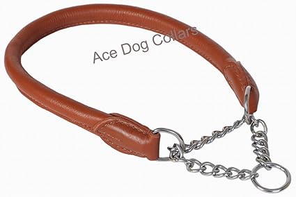 Rolled leather half check collar Clearance