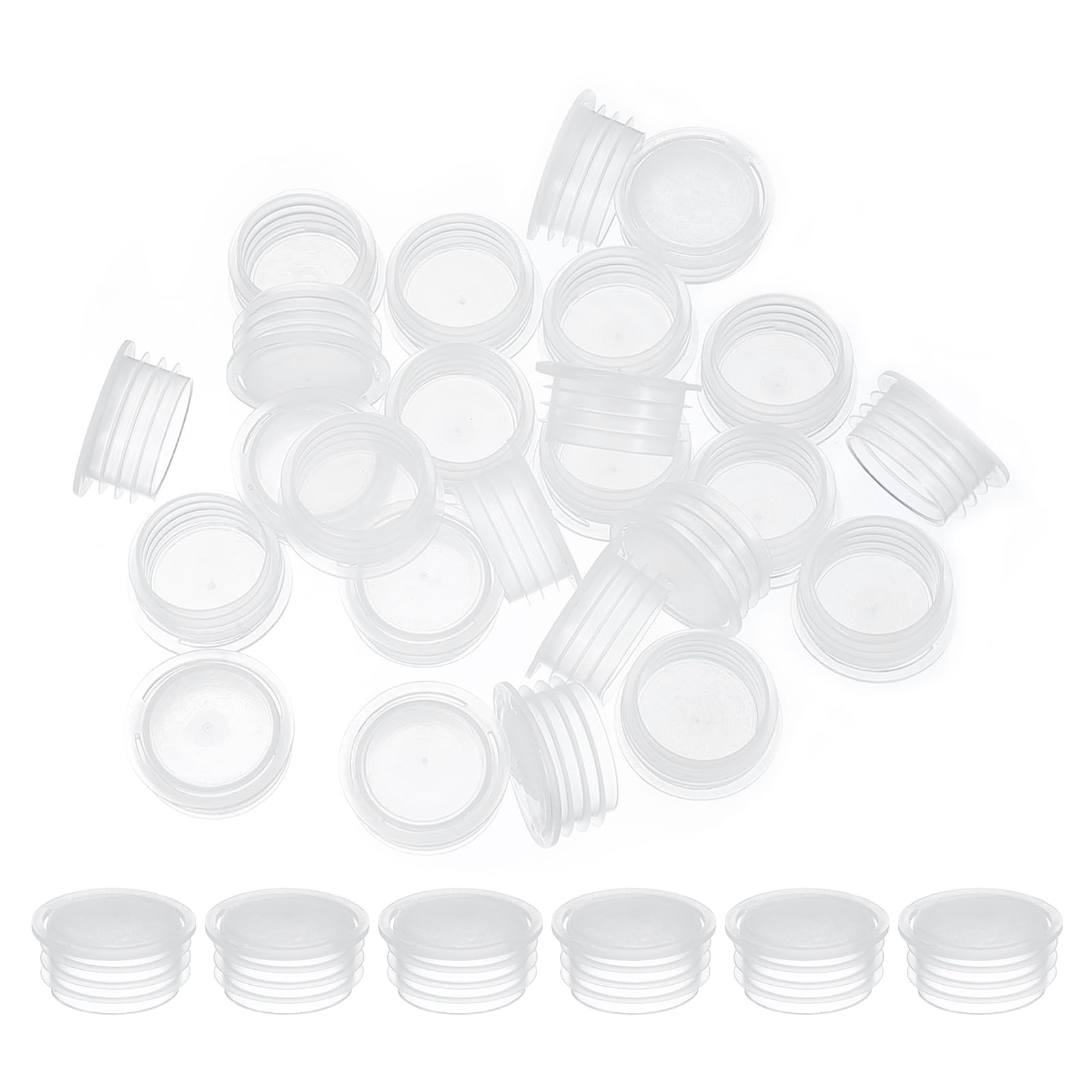 PATIKIL Salt and Pepper Shaker Stoppers 20mm/0.79", 50Pcs Plastic Salt Shaker Plug Replacement with Pull Ring Reusable Clear Round End Cap for Pots