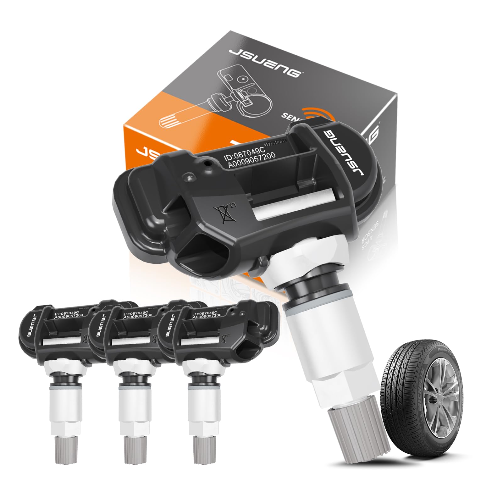Jsueng TPMS Sensor Mercedes, 433Mhz Tire Pressure Monitor System Sensor fit for Mercedes-AMG Mercedes-Benz Alfa Romeo Replaces#A0009050030 A0009053907 4-Pack