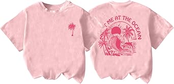 Girls Hawaiian Shirt Palm Tree Graphic Tee Summer Beach Vacation Tops