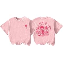 Girls Hawaiian Shirt Palm Tree Graphic Tee Summer Beach Vacation Tops
