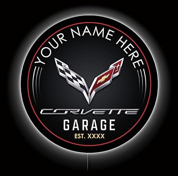 Personalized Custom Made - Modern Corvette Garage LED Sign 38 in for Christmas Fathers Day Birthday Shop Garage Barn Man Cave