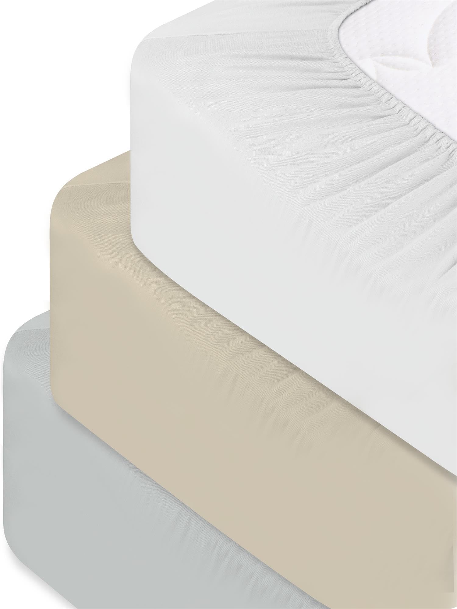 Spannbettlaken aus weichem Lyocell-Baumwoll Material mit 35 cm Steghöhe - atmungsaktives Spann-Betttuch Baumwoll-Bettlaken Laken Farbe 1 x Weiß Größe 140-160 cm x 200 cm x 35 cm
