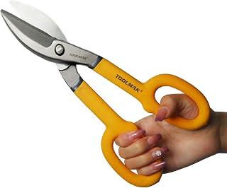 TOOLMAK Tin Snips 10 Inch Straight Pattern Metal Cutters
