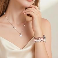 Vista 6 de CAGOS Bracelet Compatible with Fitbit Versa 4 Bands/3/Sense/Sense 2 for Women, Handmade Beaded Elastic Replacement Wristband for Versa 2/1/Lite