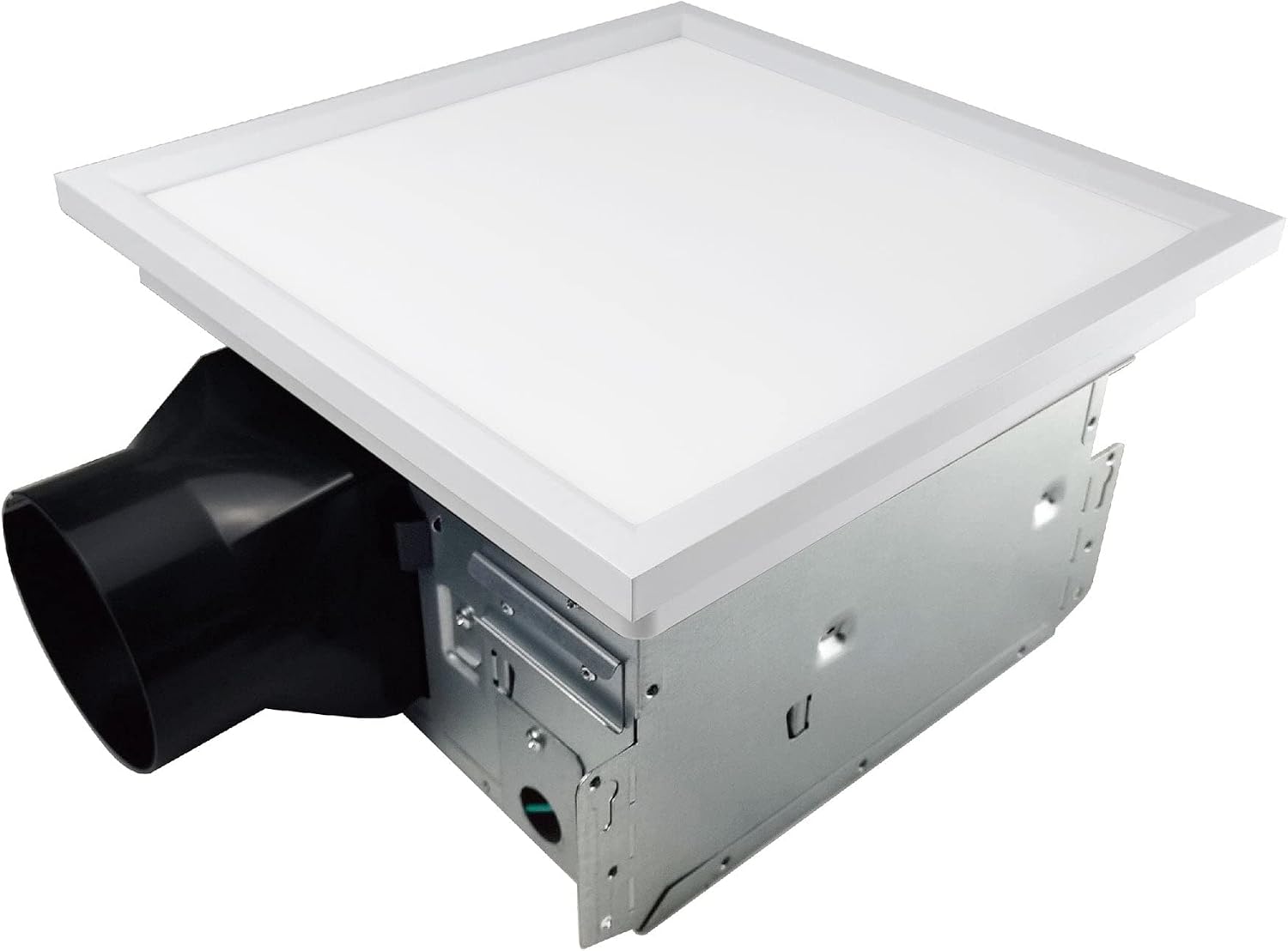 LEDMyplace Ultra Silent Bathroom Exhaust Fan with Square Flat Panel Light, 8W, 4000K Cool White, 1000 LM, 50-100 CFM, 0.3-0.7 Sones, Ventilation Ceiling Fan, 4" Dust Collars Shower, Bathroom, Office