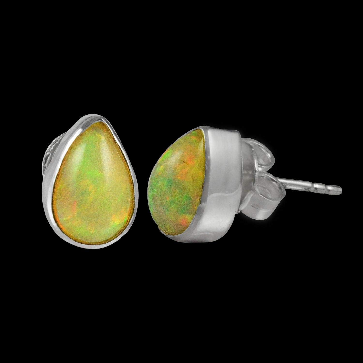 Silver Palace Natural Multi Gemstones 925 Sterling Silver Teardrop Stud Earrings For Women