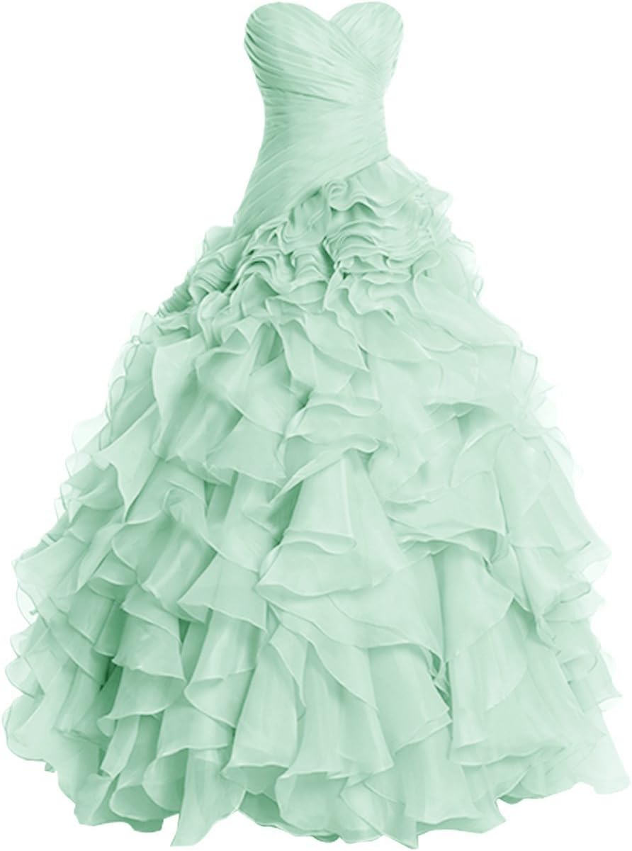 Fanciest Women's Ruffles Organza Ball Gowns Prom Dresses for Quinceanera Burgundy
