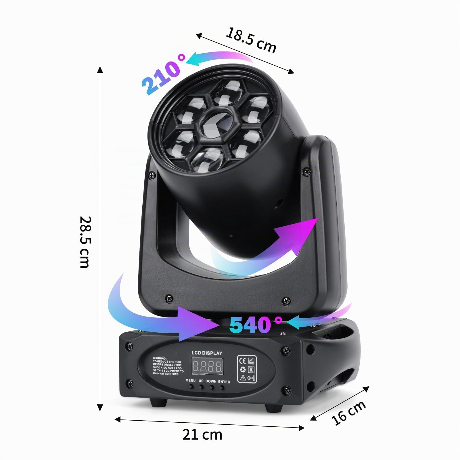 ZKYMZL 150W LED-Bühnenlichter, Bienen-Augen-Design, 3 Prismen, bewegliche Lampenköpfe, 8 Gobos, 8 Farben, 15 Kanäle, LED-Strobe-Lichter, DMX512-Steuerung für Club, Party, Hochzeit.