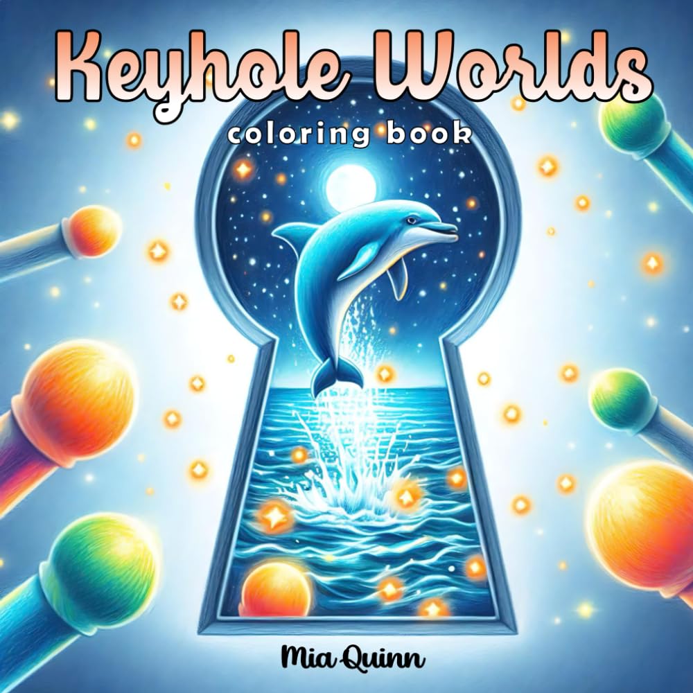 Keyhole Worlds Coloring Book: 45 Grayscale Coloring Pages of Fantasy & Whimsy for Adults, Teens Stress Relief and Relaxation (Animals, Dragons, and More) (Magic Worlds Coloring Books)