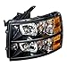 SPPC Black Headlights For Chevrolet Silverado (Pair) High/Low Beam Bulb Included Driver Left and Passenger Right Side Replacement Headlamp