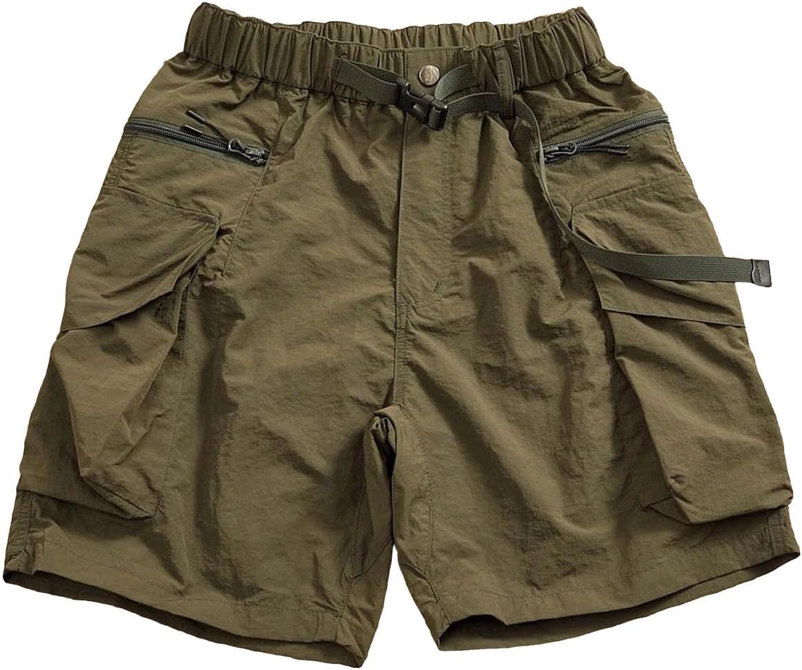 Mens Cargo Shorts Retro Quick Dry Outdoor Loose Fit Casual Knee Length Summer Lightweight Multi Pocket