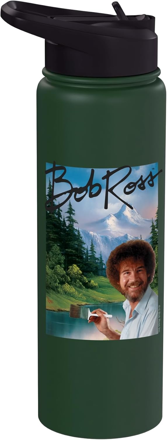 Bob Ross Mountain Painter Stainless Steel Insulated Water Bottle