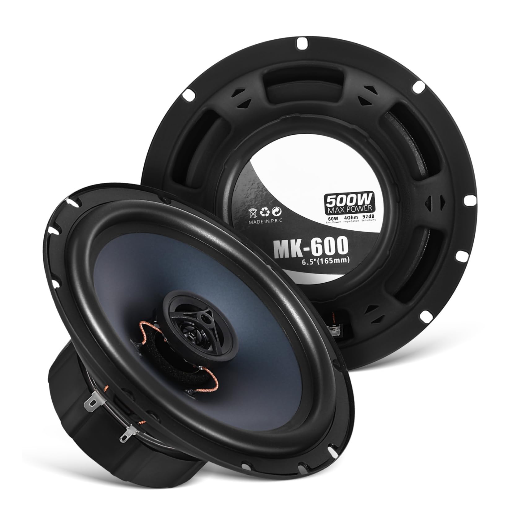 IMIKEYA Altavoces Coaxiales para Coche 6,5 Pulgadas Graves Potentes y Construcción Plástica para Sistema Estéreo De Componentes Compatible Instalación Puerta, Uso Diario y Sonido Equilibrado