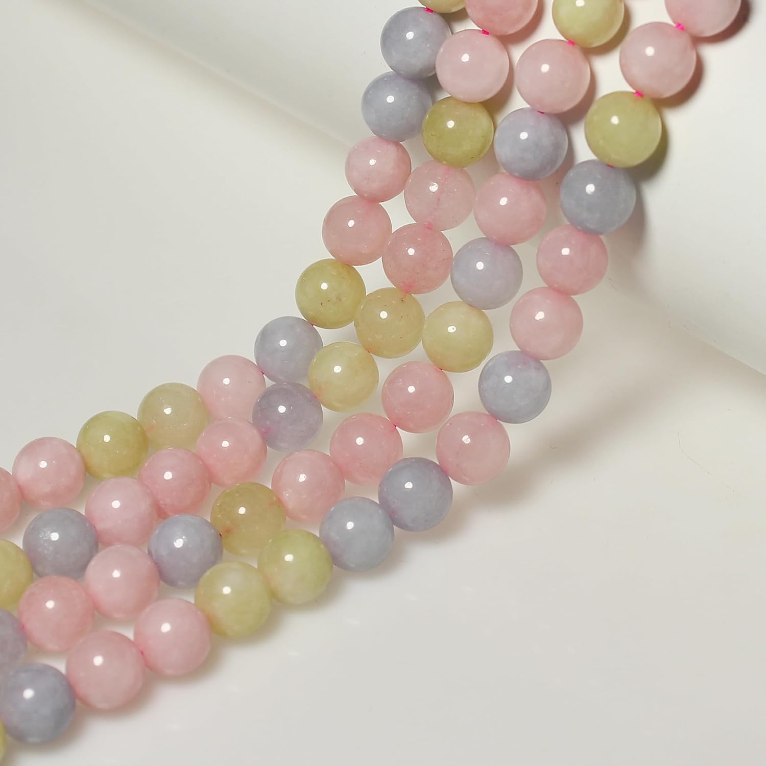 MJDCB Stone Beads 8mm 43pcs Round Morganite Color Jade Loose Gemstone Bead Charms for Jewelry Making Bracelet Necklace Earring Pendant - Image 6