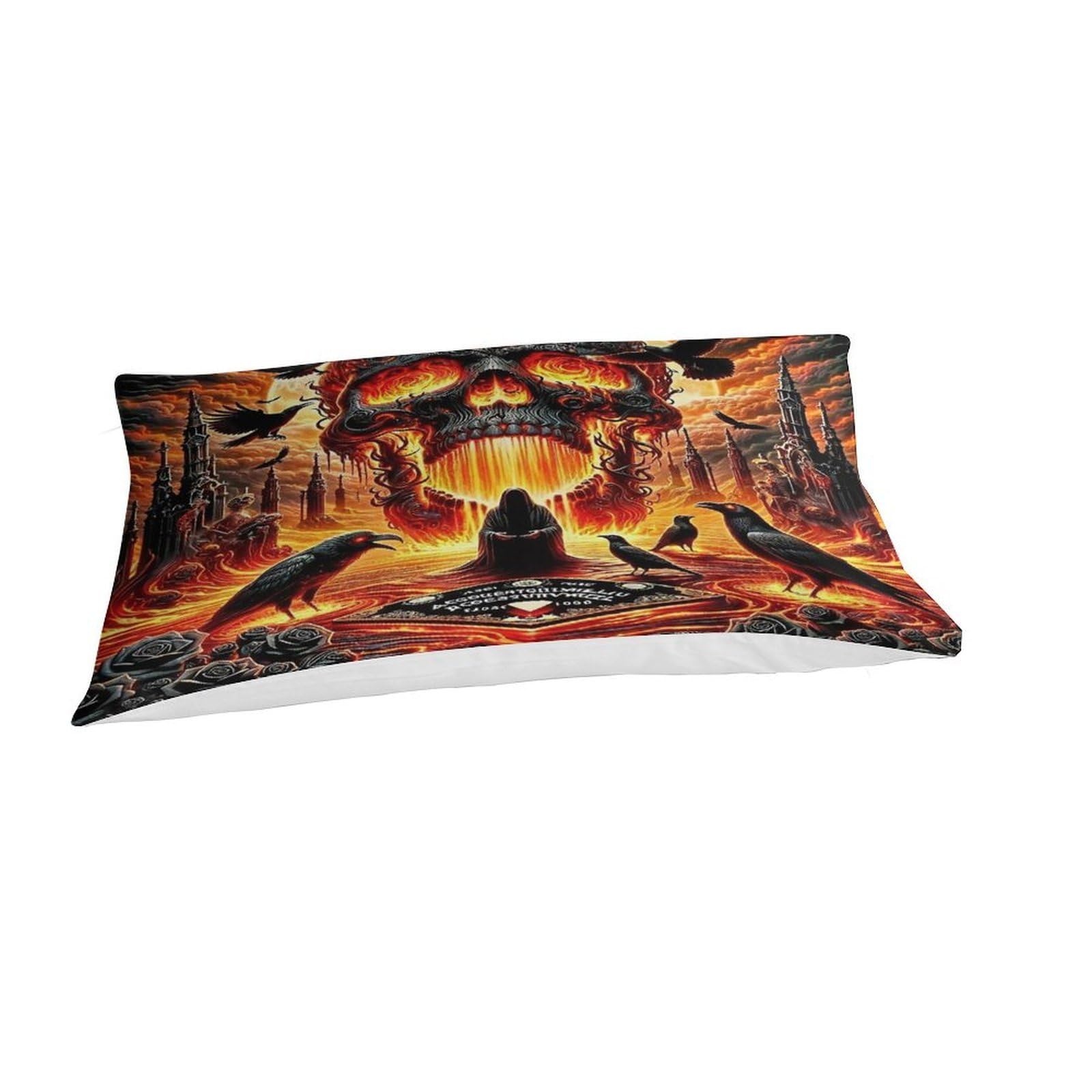 Ensemble de lit imprimé en 3D motif crâne en microfibre douce et finitions premium