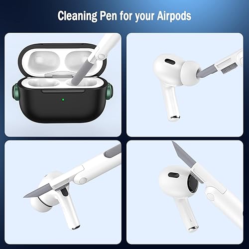 Miniatura 4 de R-fun Funda para Airpods Pro (21 generación, 202320222019) con bloqueo seguro y kit de limpieza, funda protectora para auriculares de música