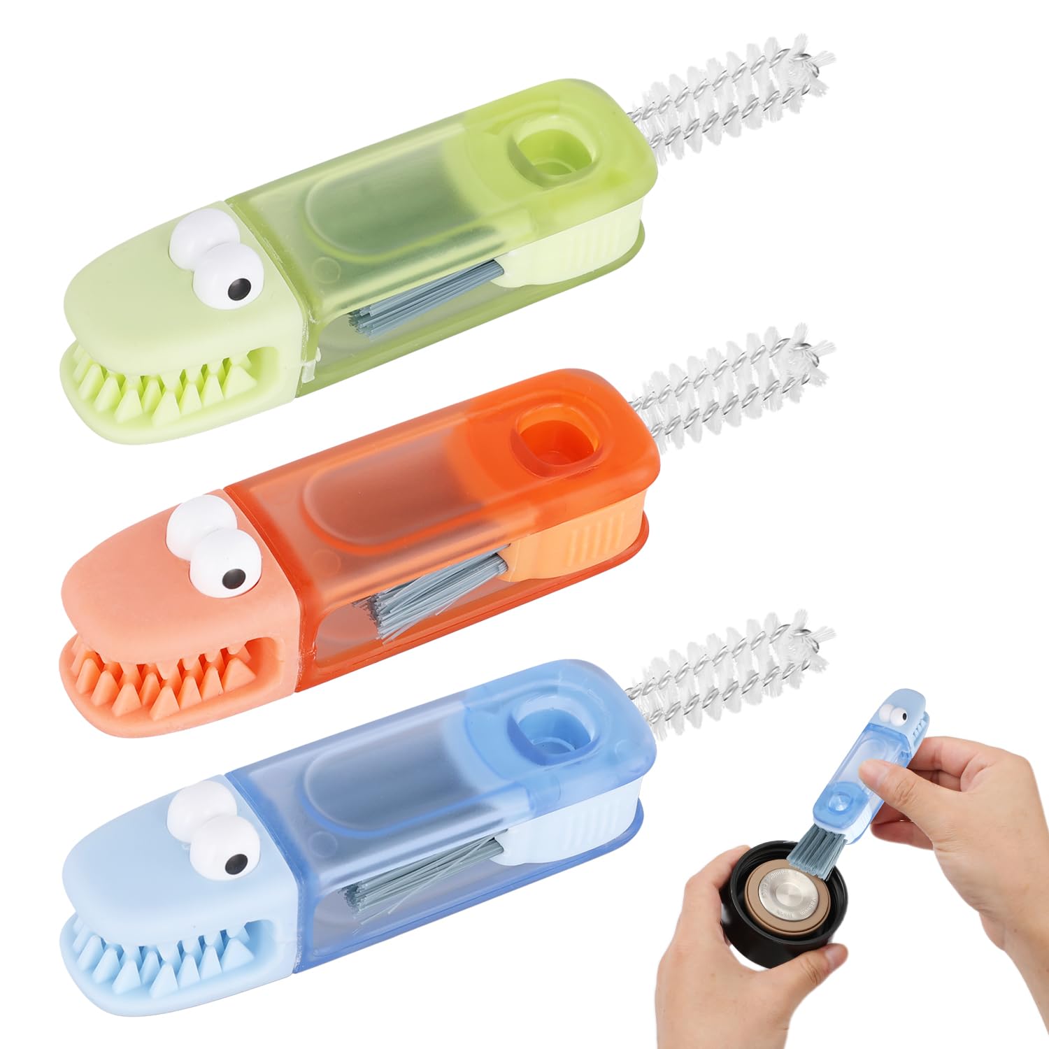 3pcs 4 in 1 Bottle Cleaning Brush Set, Multipurpose Cup Lid Gap Cleaner Brush Bottle Lid Crevice Cleaning Detail Brush Tools for Home Kitchen Water