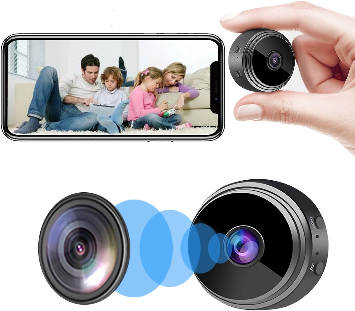 Small Camera for Spying WiF Hidden Camera Secret Room Camera Mini Spy Camera Home Security House Video Recording Remote View Phone App Control