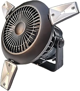 Perfeclan Wielofunkcyjny wentylator solarny, elektryczny wentylator wędkarski z hakami do zawieszania na kempingu i podczas zabawy