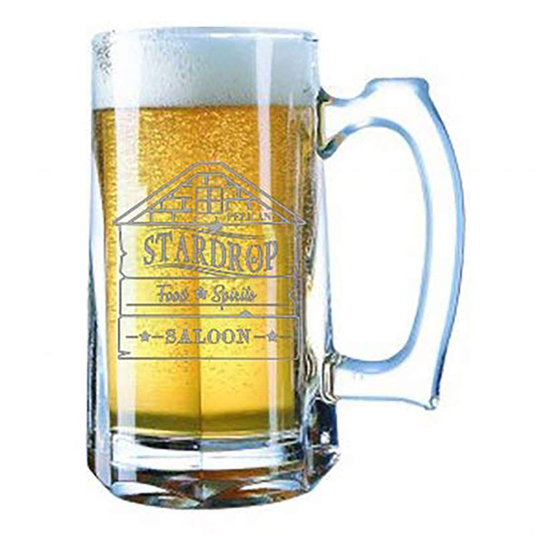 Hat Shark Giant Laser Engraved Beer Mug 28 Ounces Beer Stein - Stardrop Saloon Rustic Bar Food Game Parody Sign Logo