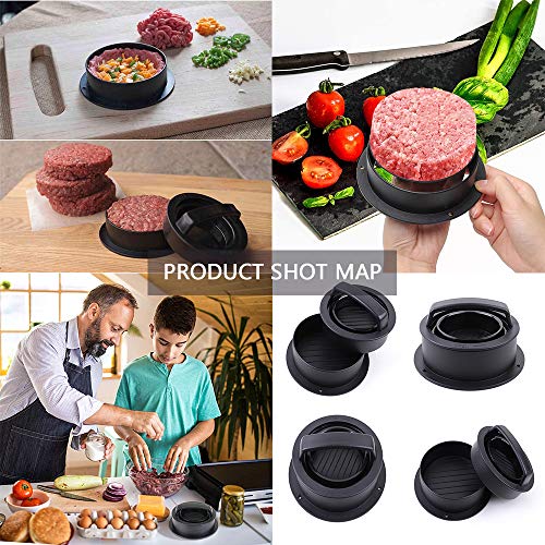 YOUYIKE® Hamburgerpers, 3-in-1 handige anti-aanbakvorm met 100 stuks bakpapier voor perfecte hamburgers, patties of gehaktballen, robuuste vaatwasmachinebestendige zwarte hamburgerpers - Image 7