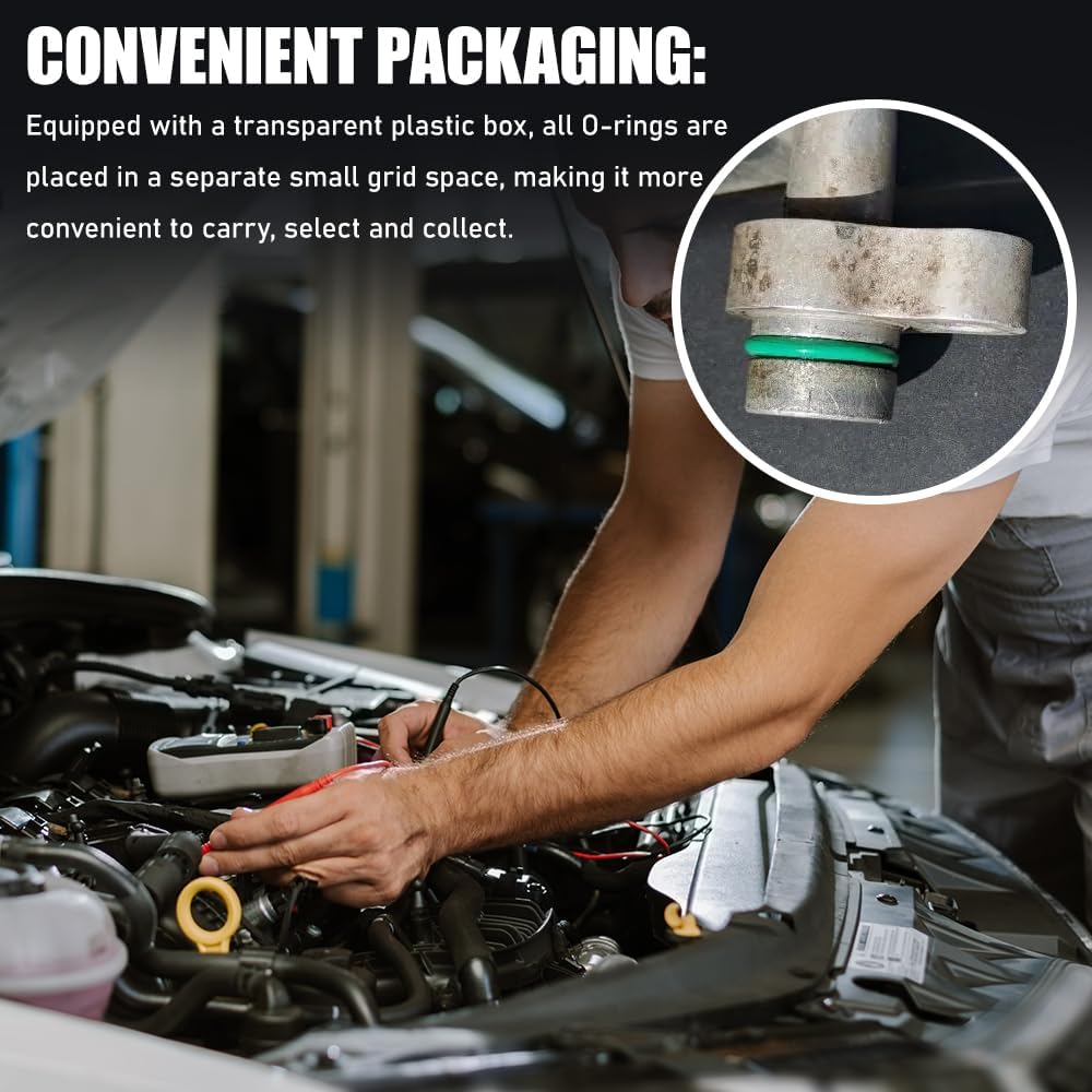 270 PCS Air Conditioning O Ring Kit, O Ring Assortment Kit, 18 Sizes AC System Compressor Sealing Rings Assortment Set, AC Rubber Seals Gasket Washer Fit Car Repair, Plumbing, Air Connection