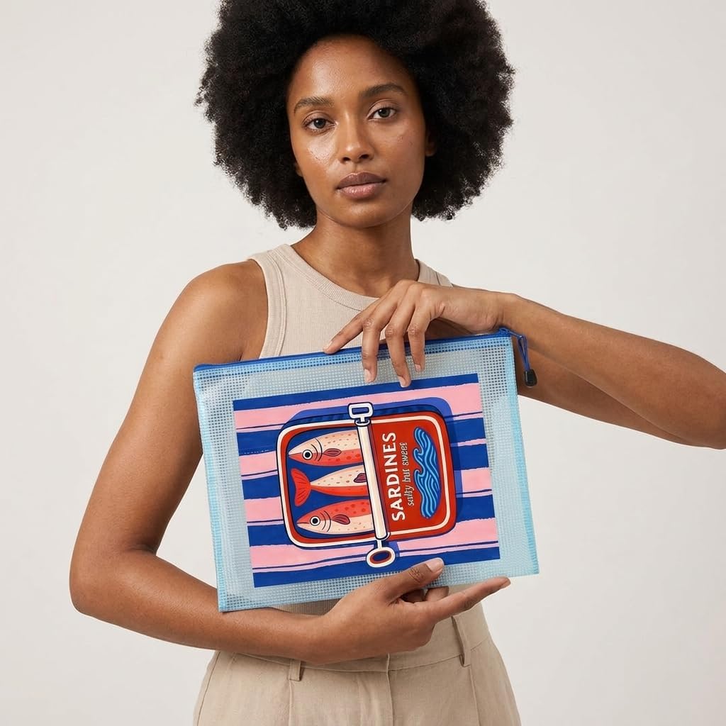 Sardines Waterproof Zip Pouch, Blue Multi, 33 x 23 cm image 2
