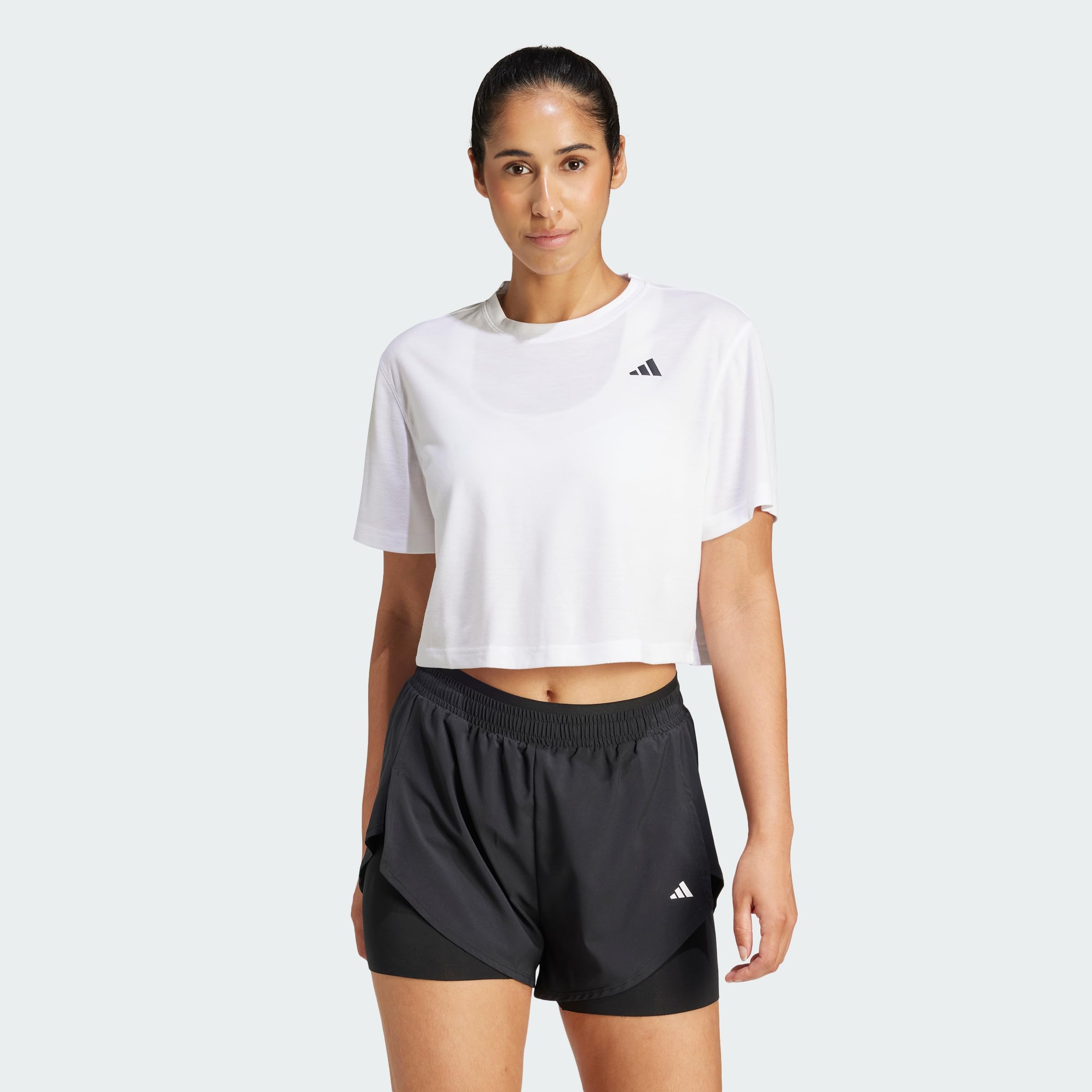 adidas Women's Train Essentials Boxy Workout Shirt, White, M