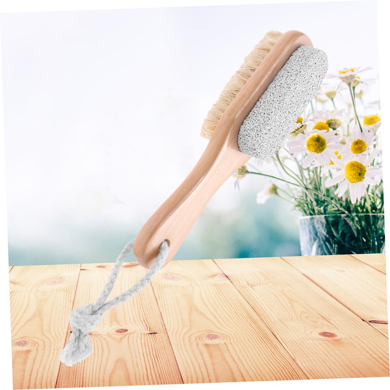 Beatifufu Scalp Remover Double Sided Pumice Brushv Foot File Remover Pumice Remover Wooden Handle