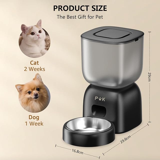 Foto 7 de 8 de PUPPY KITTY Comedero Automático Gato, 2.4G WiFi Dispensador Comida Gatos con Grabación de Voz 10S