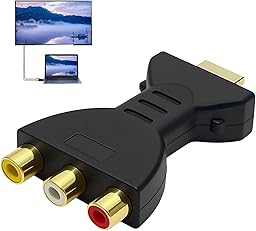 Adaptador HDM a RCA Convertidor HDM a AV Conector Audio Video Rojo Blanco Amarillo Convertidor Componentes Señal Digital para PC Laptops HDTV Monitores Proyectores Consolas Videojuegos Reproductores