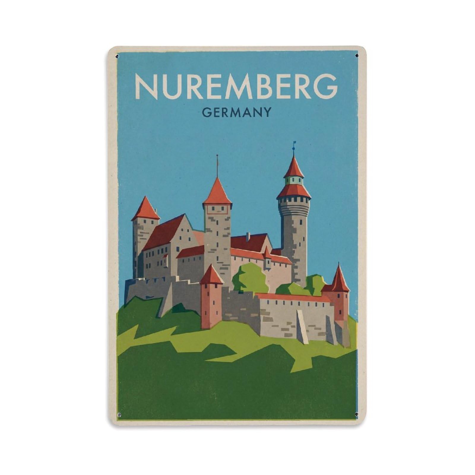 Travel Retro Germany Nuremberg Metal Tin Sign Plaque Wall Decor for Cafe, Club Bar, Office, Garden Metal Poster 8x12Inch