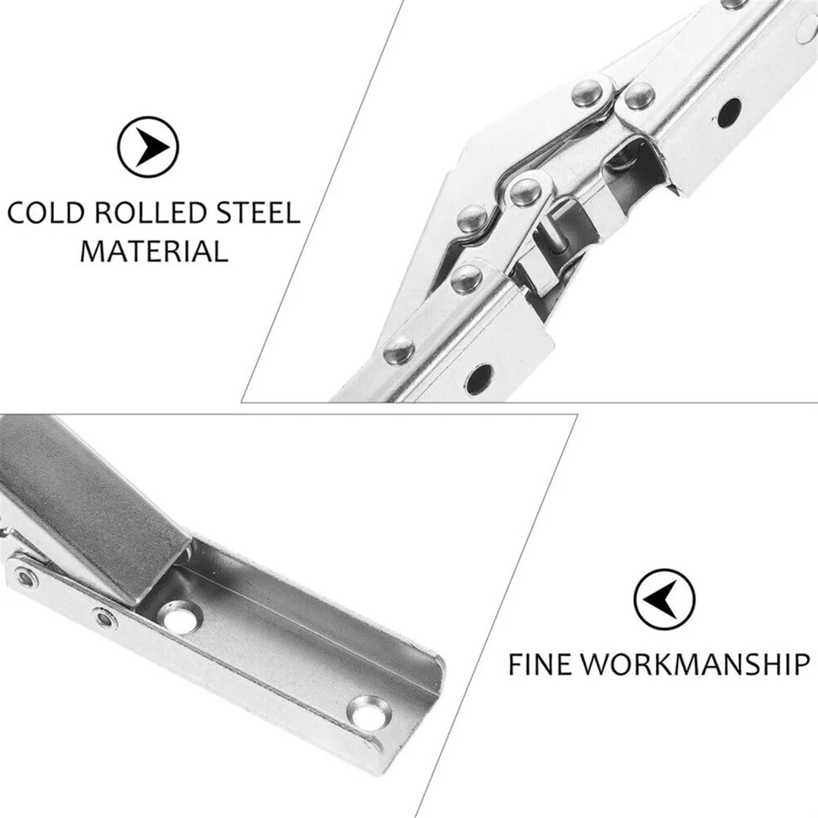 2 Staffe Per Cerniere Pieghevoli Autobloccanti 90° E 180° – Acciaio Laminato A Freddo, Regolabili, Per Ante Senza Cornice, Argento