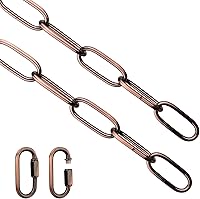 Vista 13 de Helunsi Cadena de iluminación, cadena de lámpara de bronce de 6 pies, extensión de cadena de araña de metal con bloqueo de enlace de conexión