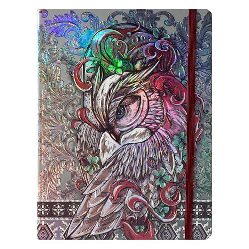 Carnet ligné B5 MGGAO couverture rigide hibou en relief de 192 pages pour écriture manuscrite
