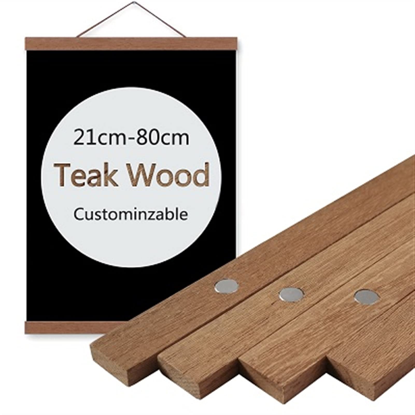 Cintre de l'affiche magnétique 50cm en teck pour décorer une chambre d'enfant ou un bureau