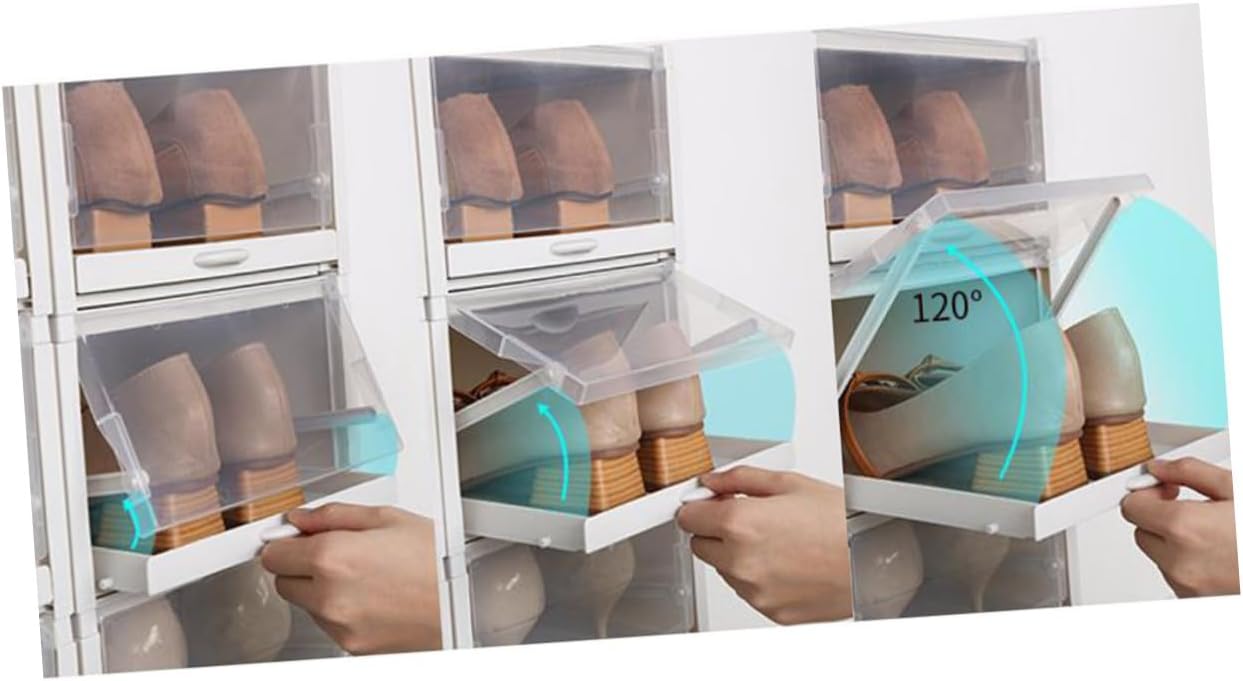 3pcs Transparent Drawer Type Shoe Storage Boxes Grey Plastic Organizer for Women for Spaces and Shoe Cabinets Easy Access and Moisture Protection
