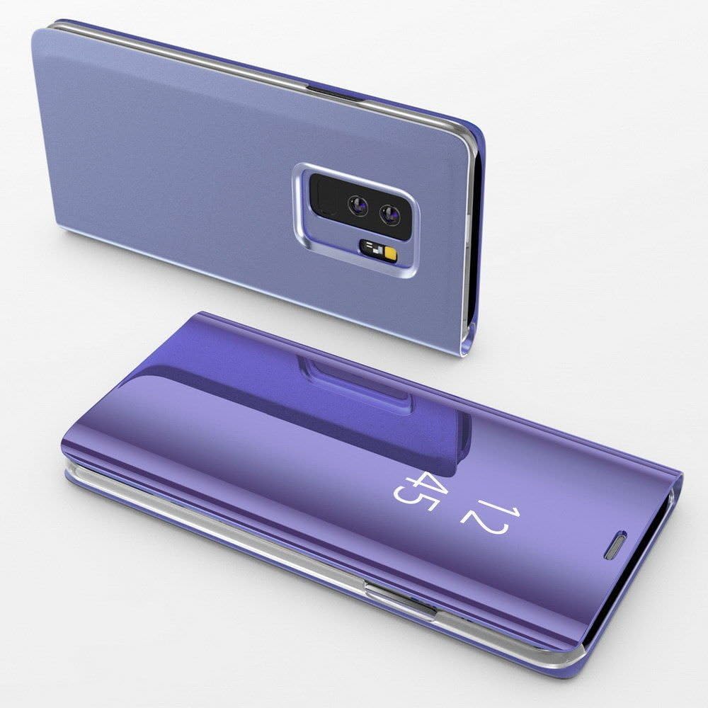 QLTYPRI Samsung Galaxy S7 Case, Ultra Slim PC Shell PU Leather Back Case [Perspective] [Mirror] Semi Transparent Cover Stand Function Protective Flip Case for Samsung Galaxy S7 - Purple