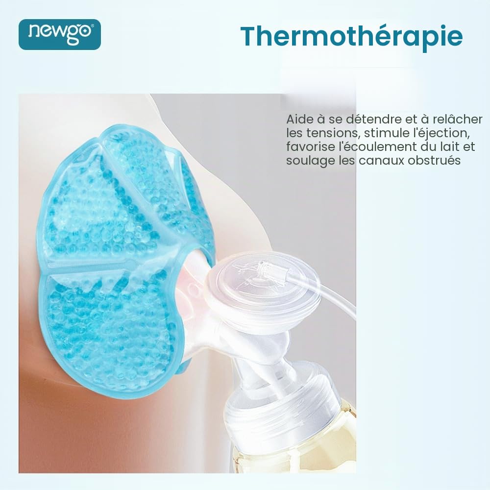 NEWGO Lot de 2 coussinets rafraîchissants 3 en 1 pour l'allaitement, compresses d'allaitement, coussinets de refroidissement et chauffage pour la poitrine