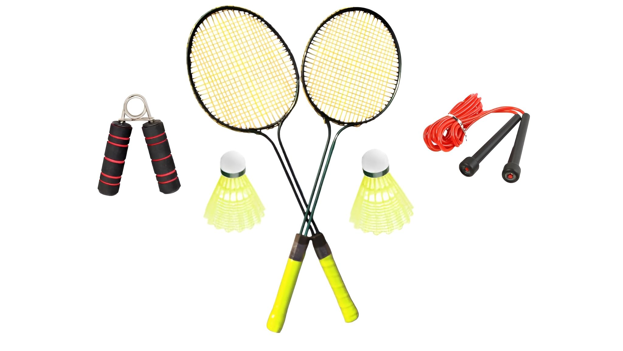 Badminton Racquet Set, 2 Racquets with Nylon Shuttles, Skipping Rope and Hand Grip, Multicolor-image-39