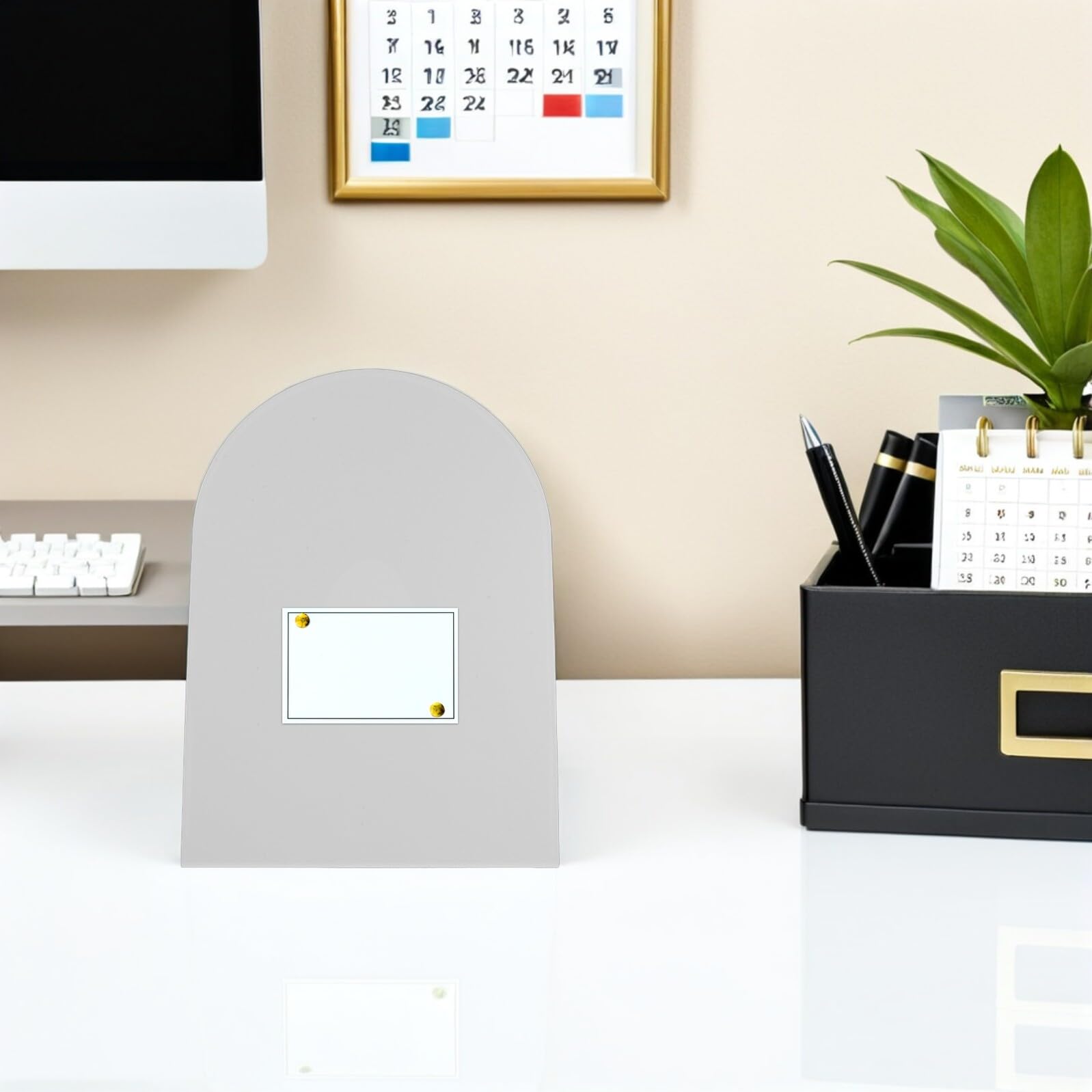 Beavorty Magnetische Tisch Memotafel Weiß mit Ständer Kleine Pinnwand für Schule Büro und Homeoffice Abwischbare Oberfläche Notiztafel